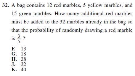 act prep math probability item 32