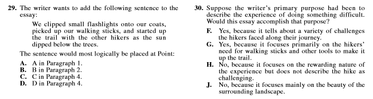 act prep English Global Questions 29 30